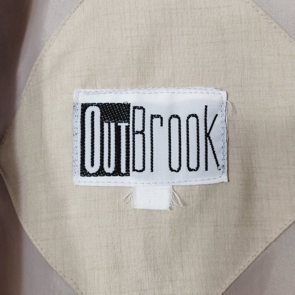 Outbrook Vintage Cream Khaki Windbreaker Drawstring Pockets Raincoat Spring Zip - Picture 7 of 13